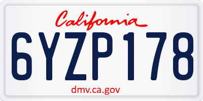 CA license plate 6YZP178