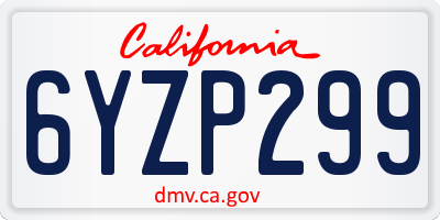 CA license plate 6YZP299