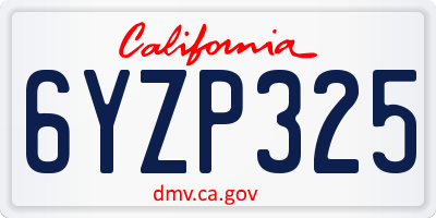 CA license plate 6YZP325