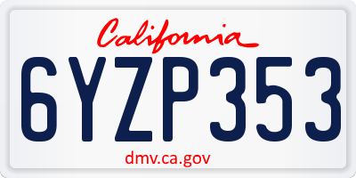 CA license plate 6YZP353