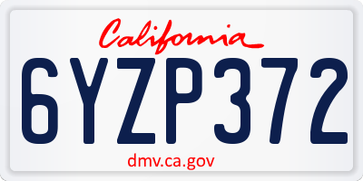 CA license plate 6YZP372