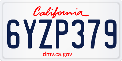 CA license plate 6YZP379
