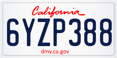 CA license plate 6YZP388