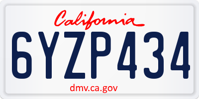 CA license plate 6YZP434