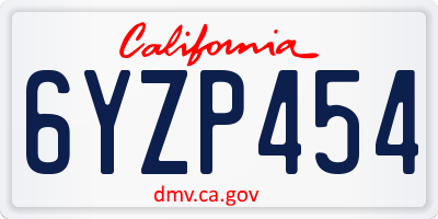 CA license plate 6YZP454