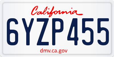 CA license plate 6YZP455
