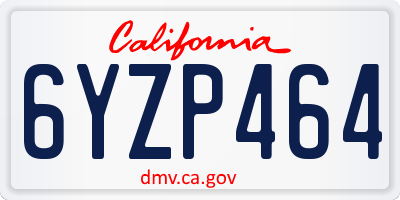 CA license plate 6YZP464