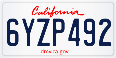 CA license plate 6YZP492