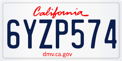 CA license plate 6YZP574