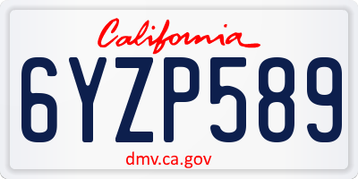 CA license plate 6YZP589