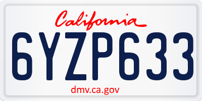 CA license plate 6YZP633
