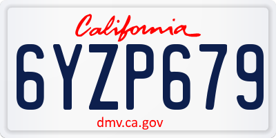 CA license plate 6YZP679