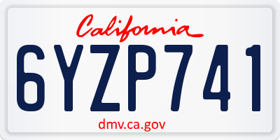 CA license plate 6YZP741