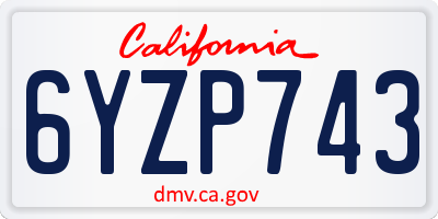 CA license plate 6YZP743