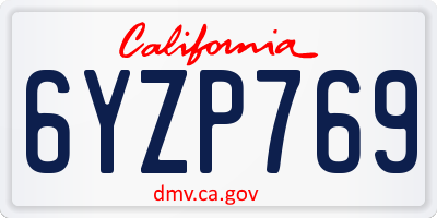 CA license plate 6YZP769
