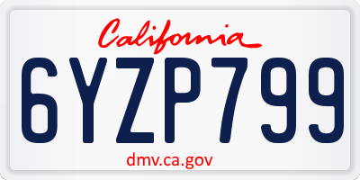 CA license plate 6YZP799