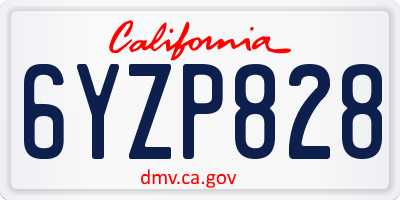CA license plate 6YZP828