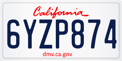 CA license plate 6YZP874