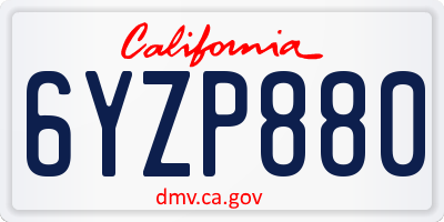 CA license plate 6YZP880
