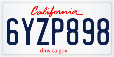 CA license plate 6YZP898