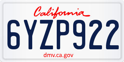 CA license plate 6YZP922