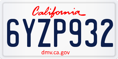CA license plate 6YZP932
