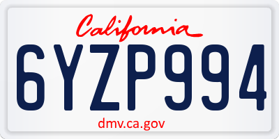 CA license plate 6YZP994