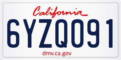 CA license plate 6YZQ091