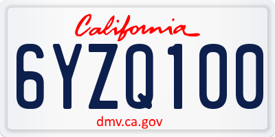 CA license plate 6YZQ100
