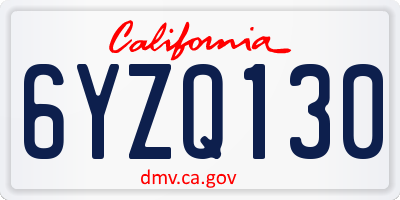 CA license plate 6YZQ130