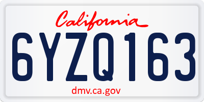 CA license plate 6YZQ163