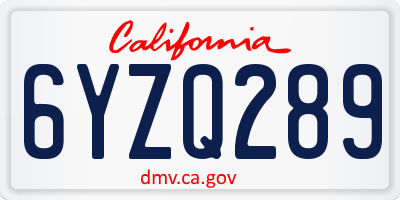 CA license plate 6YZQ289