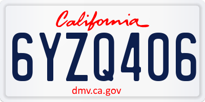 CA license plate 6YZQ406