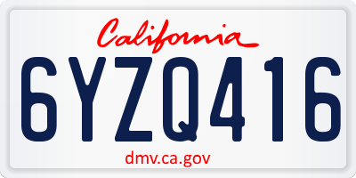 CA license plate 6YZQ416