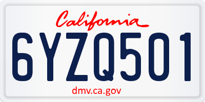 CA license plate 6YZQ501