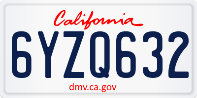 CA license plate 6YZQ632