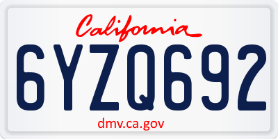 CA license plate 6YZQ692