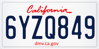 CA license plate 6YZQ849