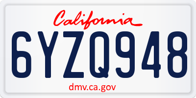 CA license plate 6YZQ948