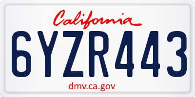 CA license plate 6YZR443