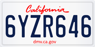 CA license plate 6YZR646