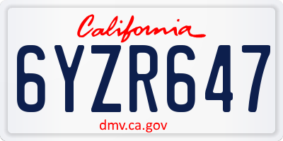 CA license plate 6YZR647