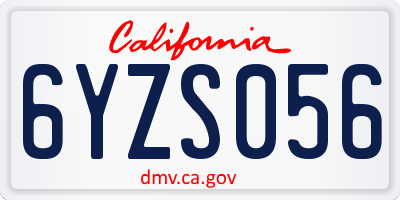 CA license plate 6YZS056