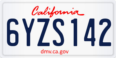 CA license plate 6YZS142