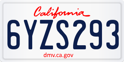 CA license plate 6YZS293