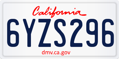 CA license plate 6YZS296