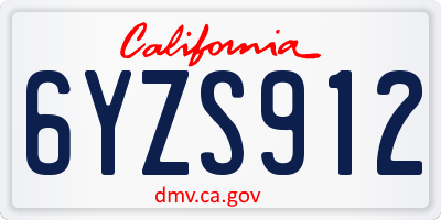 CA license plate 6YZS912