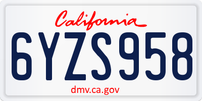 CA license plate 6YZS958