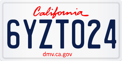 CA license plate 6YZT024