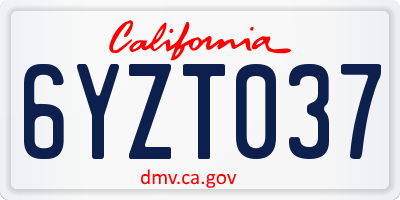 CA license plate 6YZT037